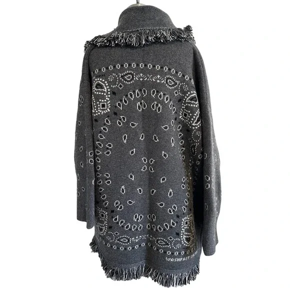 Alanui Bandana Jacquard Icon Cardigan Dark Grey M/L - Picture 4 of 10
